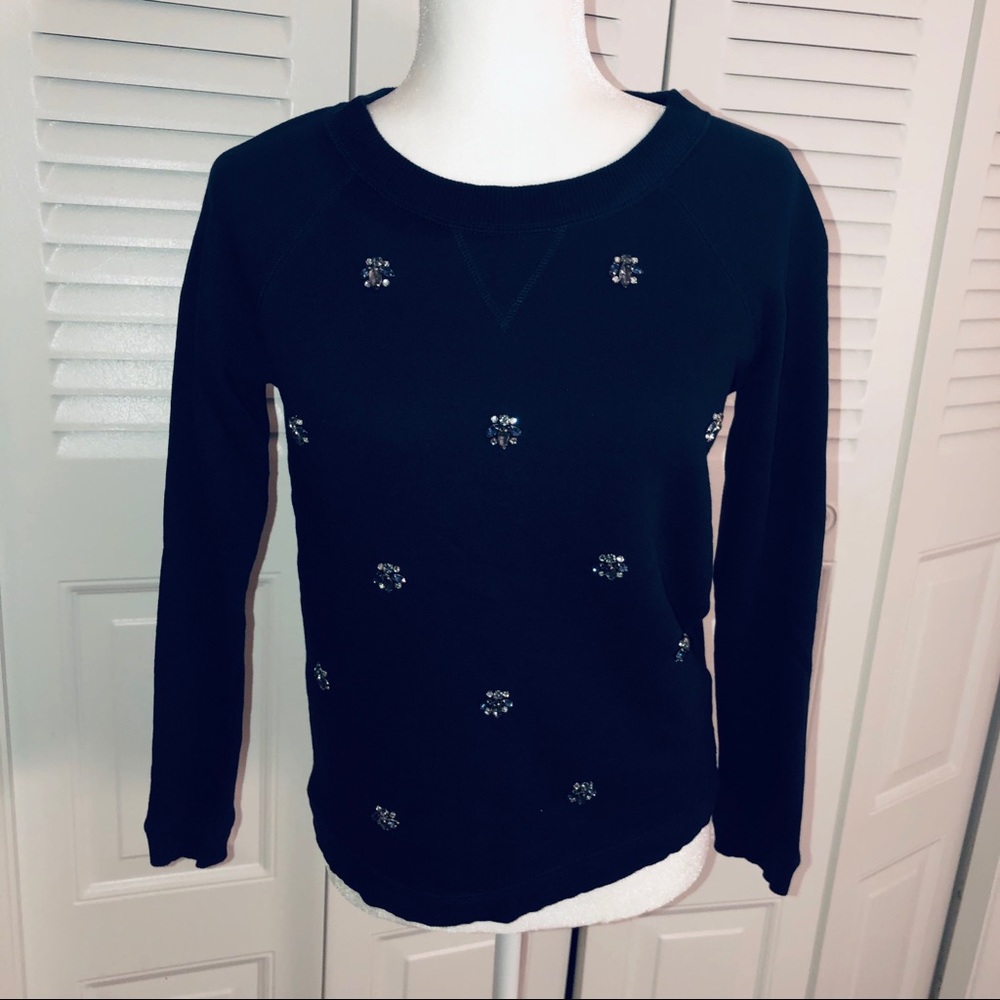 Talbots rhinestone embellished French terry top